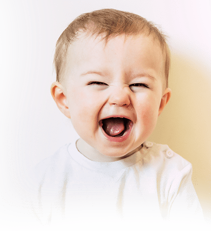 A laughing baby.